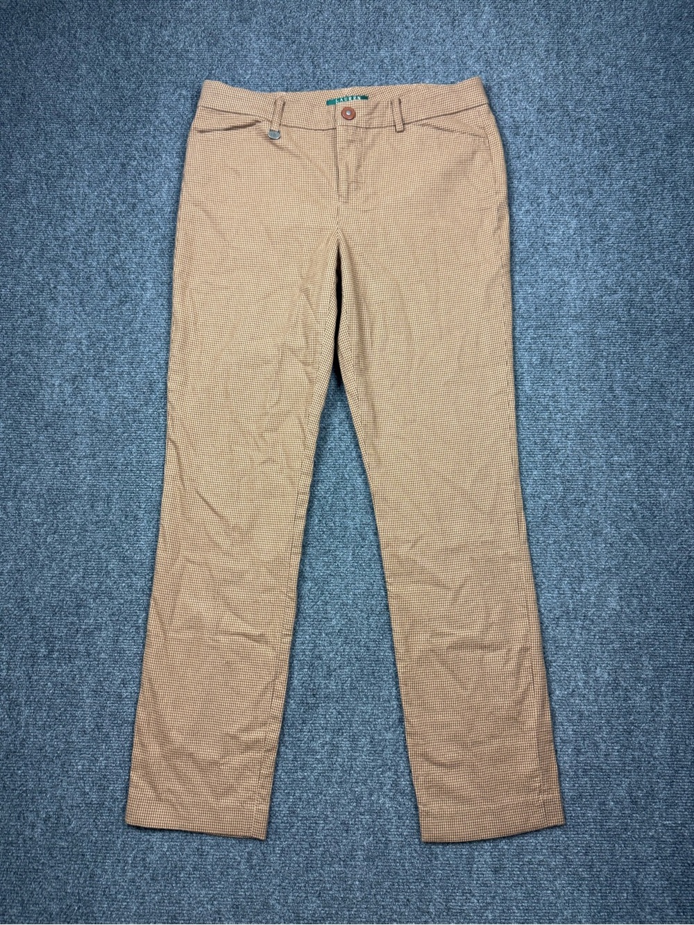 Lauren Ralph Lauren Pants Women's 4 Brown Houndstooth Flat Front Straight Leg